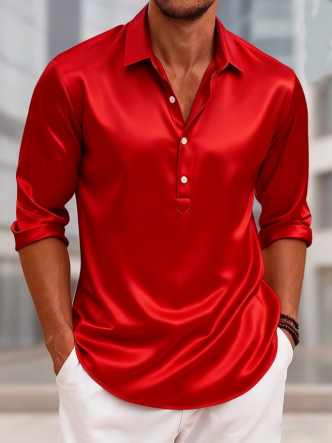 Men's Business Luxury Long Sleeve Lapel Button Down Casual Shirt
