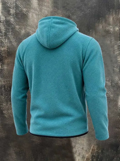 Men's Retro Color-Block Short-Pile Hooded Jacket