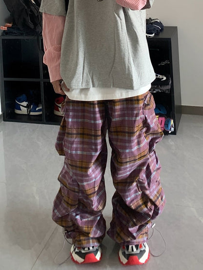 Men's Fashion Casual Plaid Multifunctional Pocket Pants
