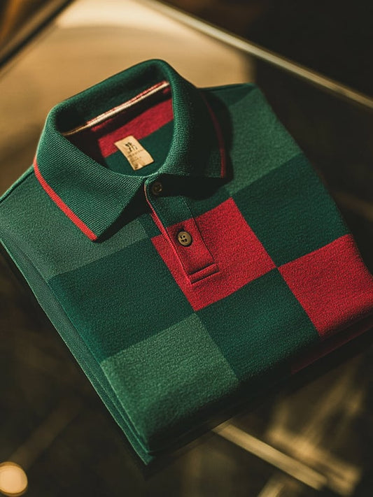 Men's Classic Business Logo Button Short Sleeve Polo Shirt