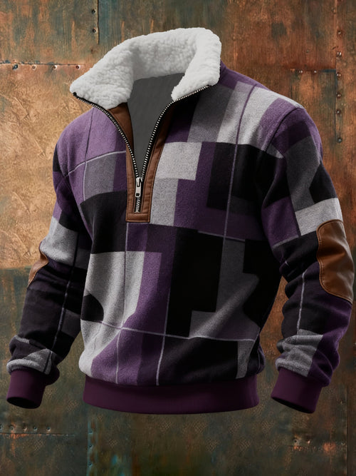 Men's Cable Textured Print Casual Sweatshirt