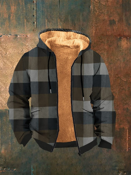 Men's Western Style Printed Casual Zip Hooded Jacket