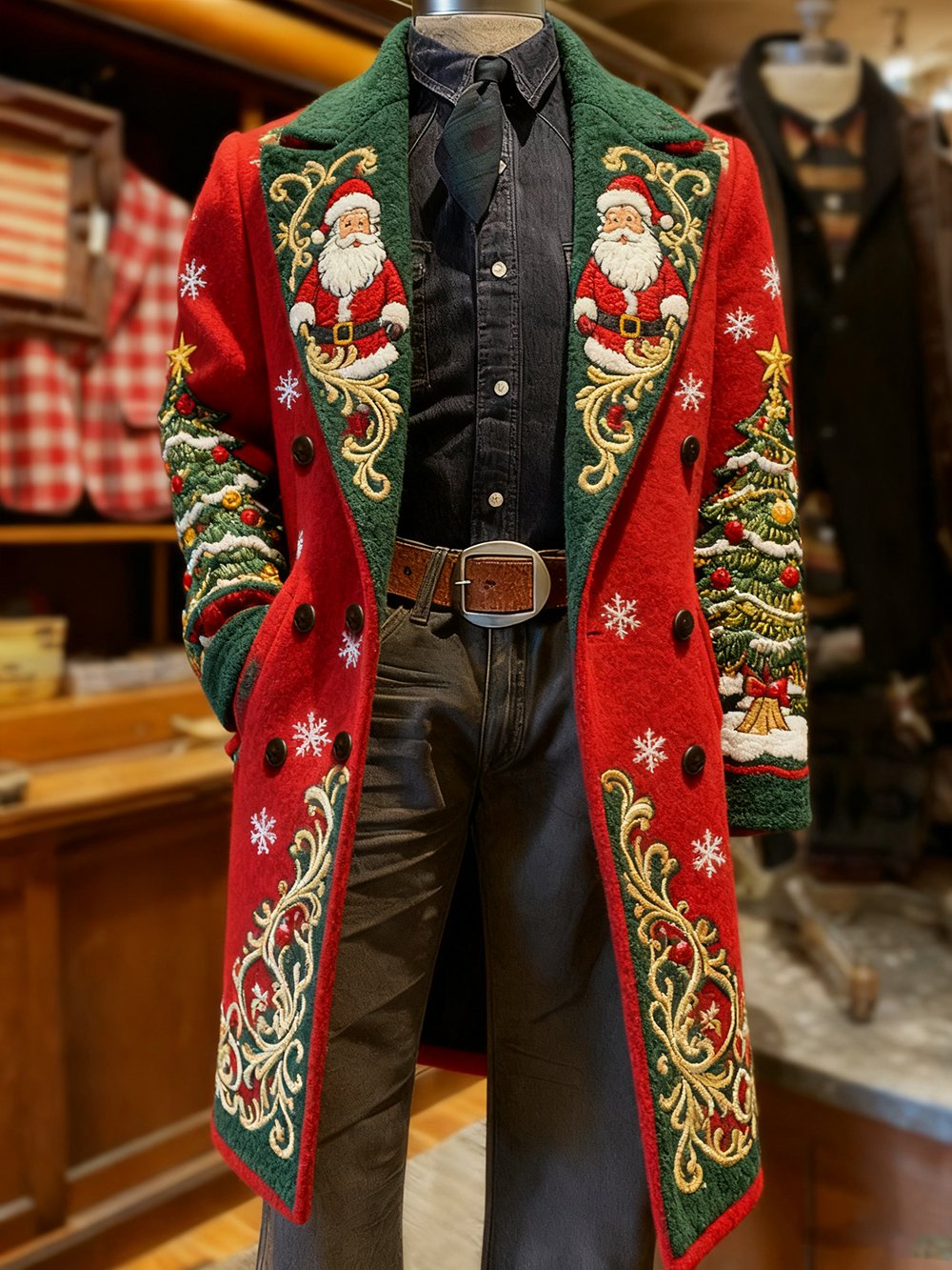 Men's Vintage Christmas Party Tweed Coat