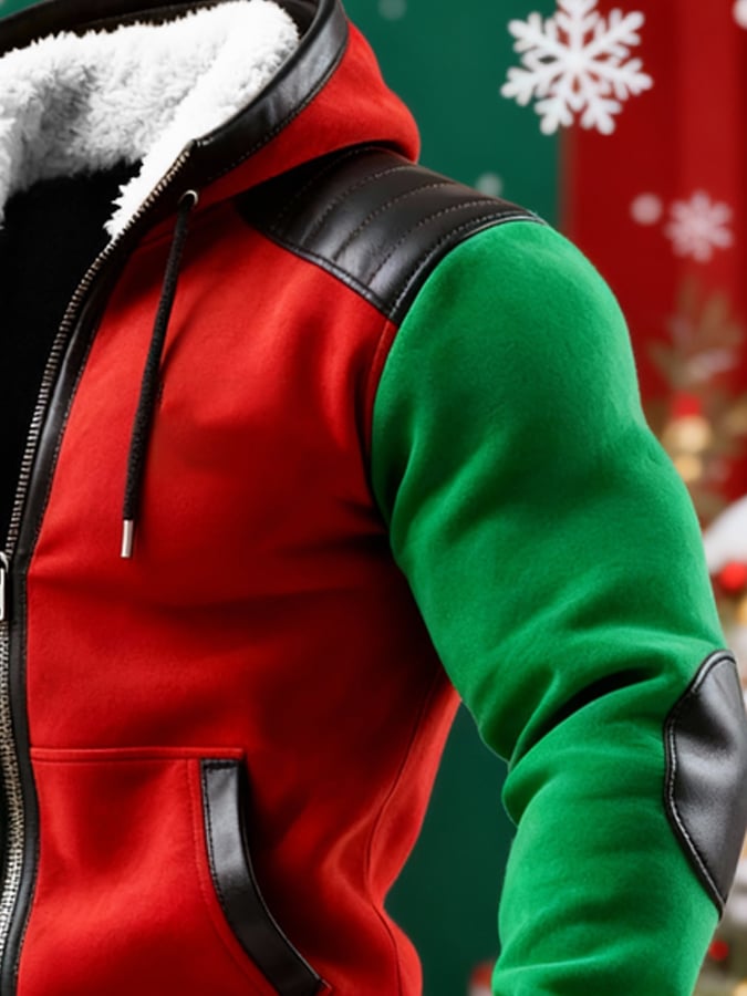Men's Vintage Suede Christmas Plush Warm Jacket
