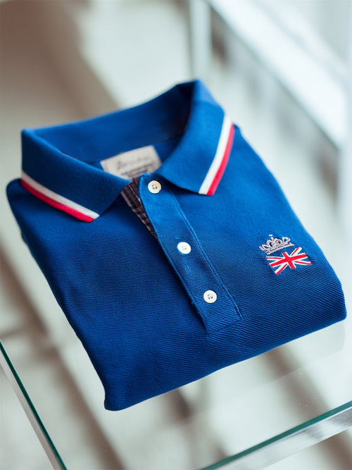 Men's Business Casual Union Jack Button Short Sleeve Polo Shirt