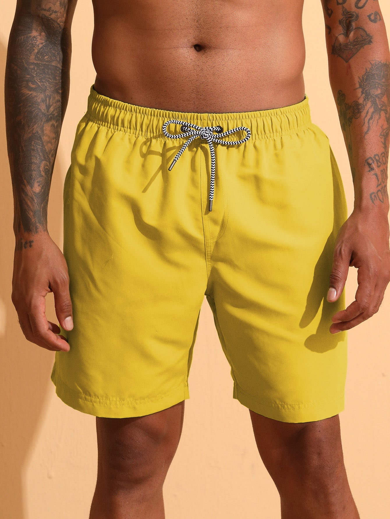 3 Pieces Contrast Waistband Swim Shorts