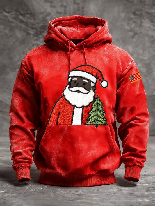 Herren-Hoodie mit schwarzem Retro-Weihnachtsprint