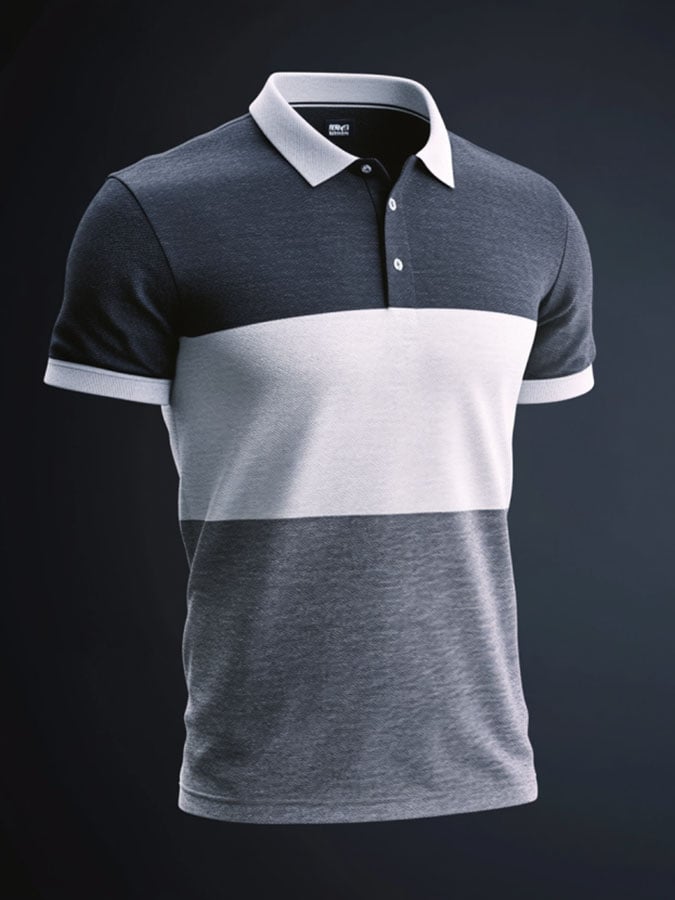 Men'S Casual Classic Contrast Color Print Business Short-Sleeved Polo Shirt