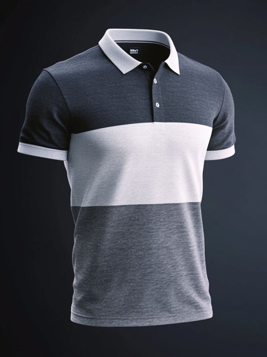 Men'S Casual Classic Contrast Color Print Business Short-Sleeved Polo Shirt