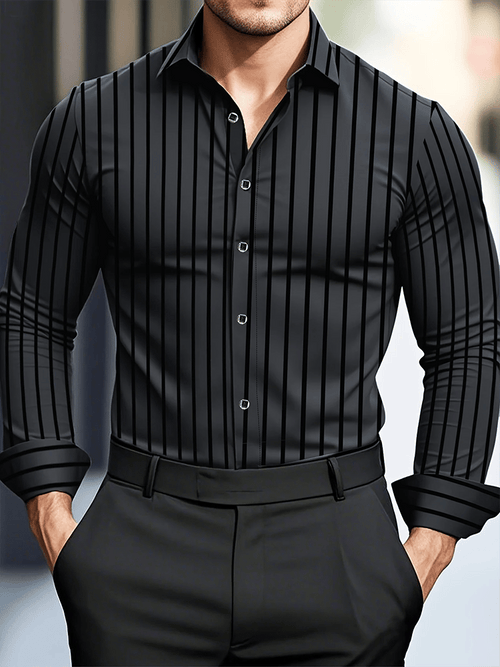 Men's Street Style Business Casual Printed Long Sleeve Shirt
