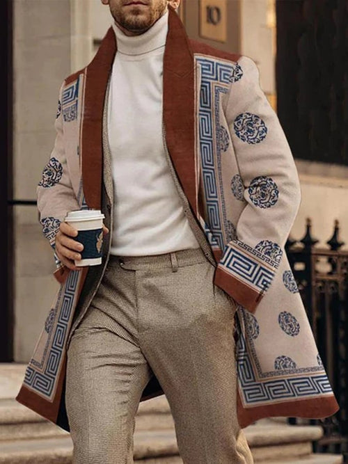 Men'S Casual Geometric Print Coat