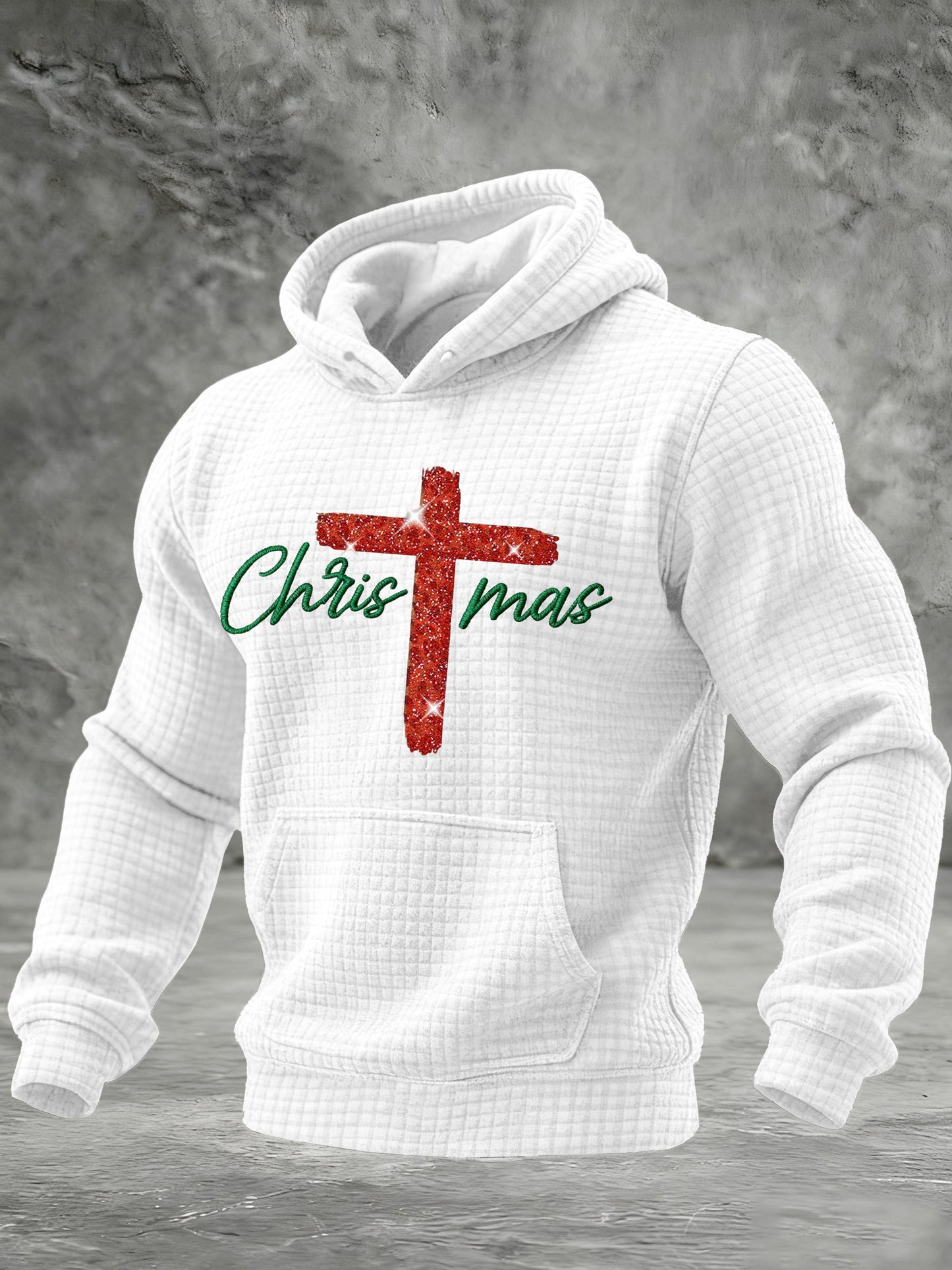 Men's Christmas Faith Splicing Faith Print Hoodie