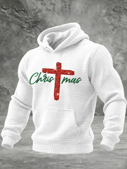 Men's Christmas Faith Splicing Faith Print Hoodie