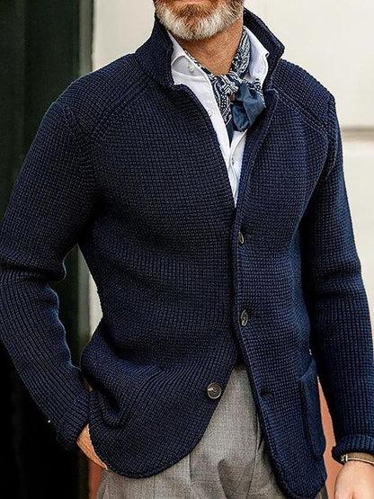 Men's Retro Warm Stand Collar Knitted Cardigan Jacket