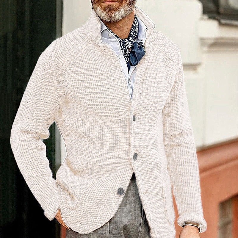 Men's Retro Warm Stand Collar Knitted Cardigan Jacket