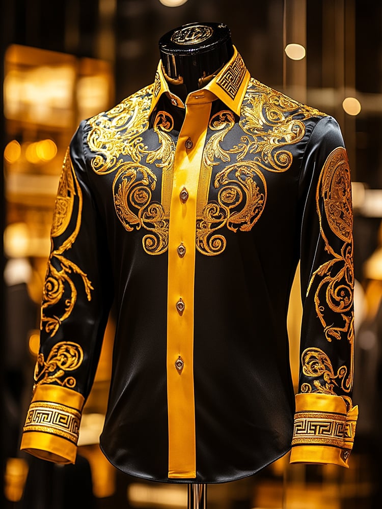 Men's Satin Luxe Long Sleeve Button Down Shirt