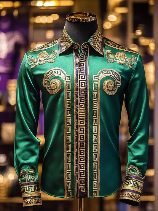Men's Satin Luxe Long Sleeve Button Down Shirt