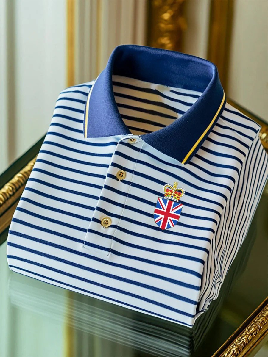 Men's Business Union Jack Casual Button Short Sleeve Polo Shirt