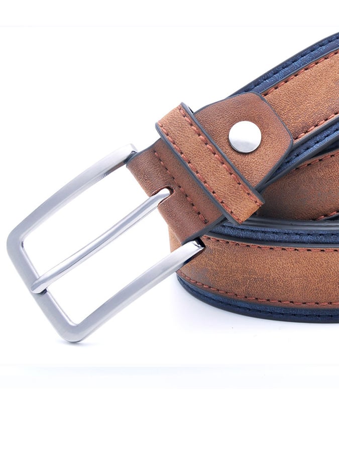 Men's Vintage Outdoor Distressed Color Matching PU Belt