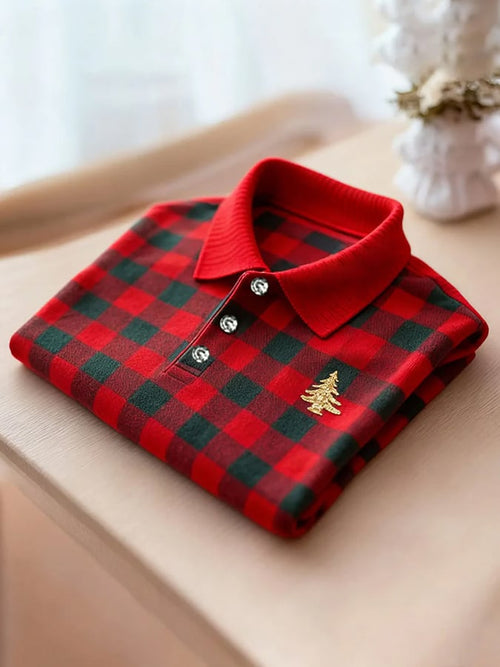 Men's Christmas-Themed Printed Short-Sleeved Polo Shirt