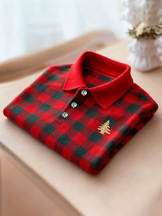 Men's Christmas-Themed Printed Short-Sleeved Polo Shirt