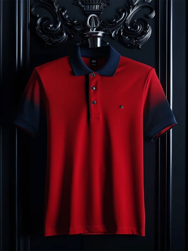 Men's Business Casual Logo Button Short Sleeve Polo Shirt