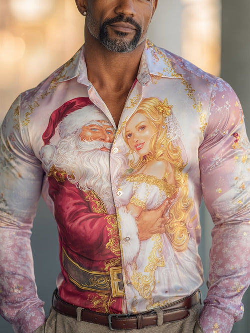 Men's Business Christmas Print Long Sleeve Shirt