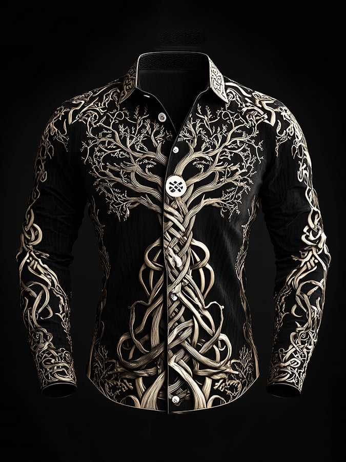 Men's Dark Viking Warrior Print Shirt