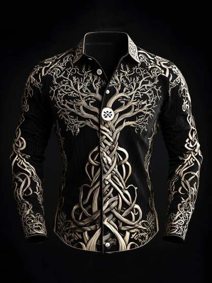Men's Dark Viking Warrior Print Shirt