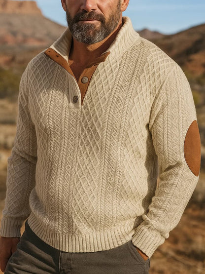 Men's Stand Collar Long Sleeve Casual Outdoor Sweatshirt Jacquard Sweater