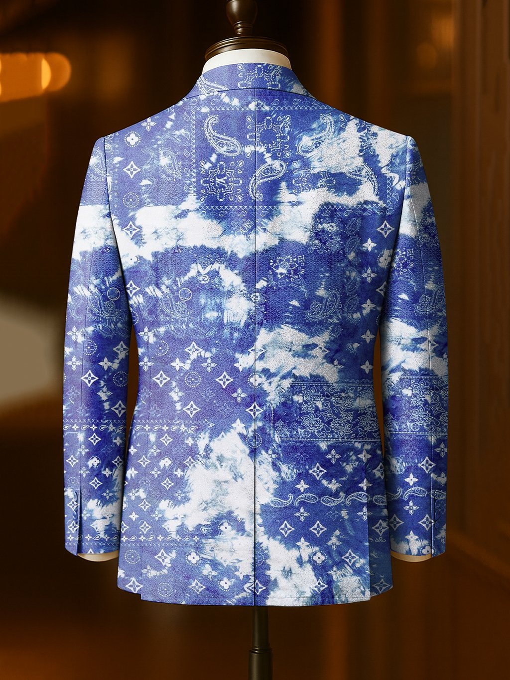 Men's Business Casual Large Pocket Notch Lapel Print Blazers