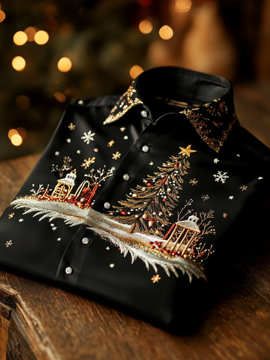 Christmas Men's Business Luxury Long Sleeve Shirt