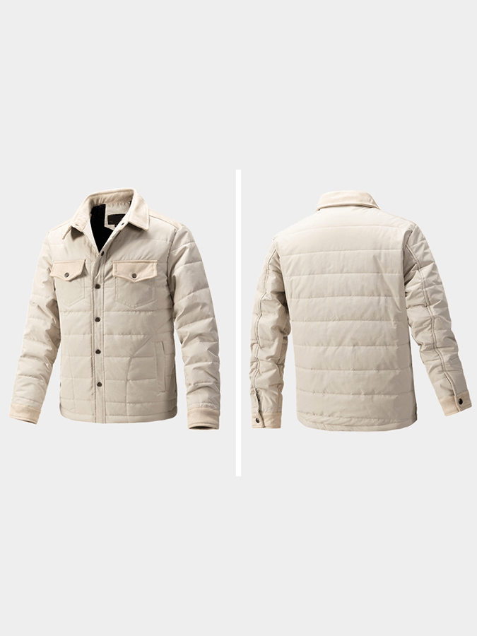 Men's Vintage Pleated Cotton Multi-Pocket Casual Plush Cotton Jacket