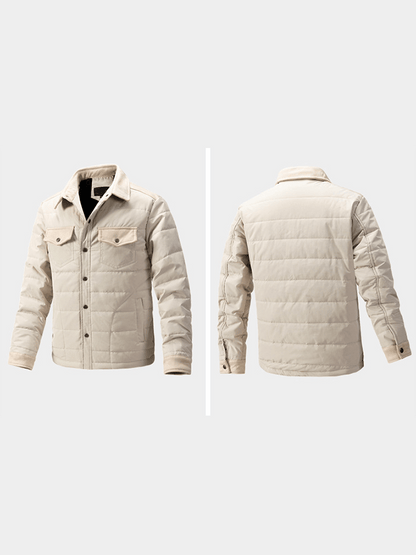 Men's Vintage Pleated Cotton Multi-Pocket Casual Plush Cotton Jacket