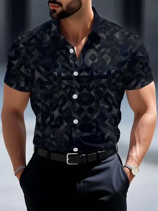 Men's Casual Business Geometric Shirt