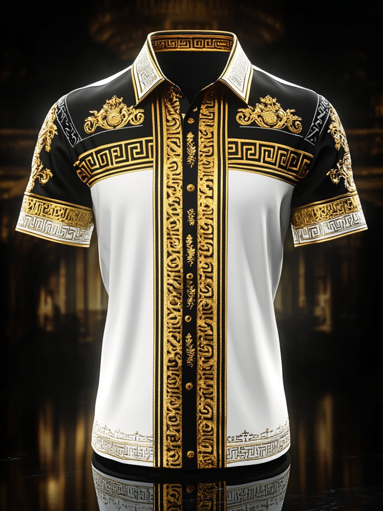 Men's Satin Luxe Print Short Sleeve Button Shirt