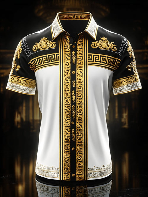 Men's Satin Luxe Print Short Sleeve Button Shirt