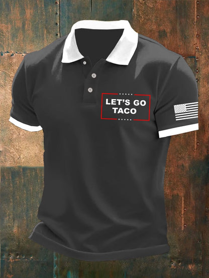 Men's Let's Go Taco Print Polo Shirt