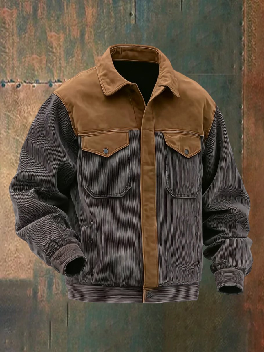Men's Retro Brown Casual Long Sleeve Jacket