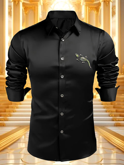 Men's Satin Luxe Long Sleeve Button Down Shirt