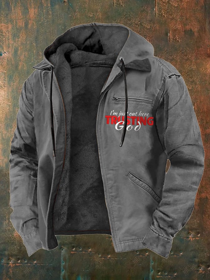 Men's Faith in God Multi-Pocket Fleece Jacket