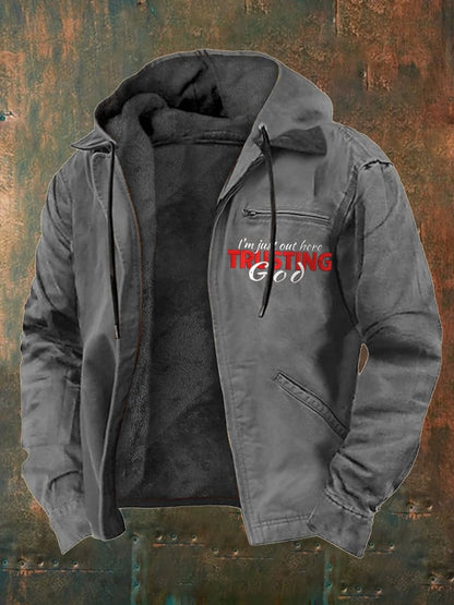 Men's Faith in God Multi-Pocket Fleece Jacket
