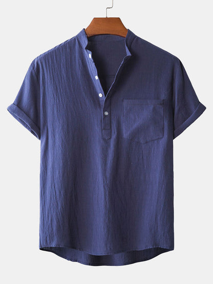 Henry Collar Shirt With Pocket