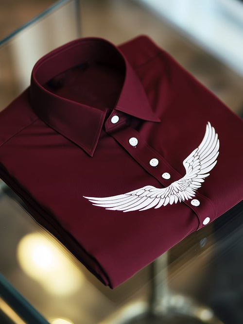 Men's Business Casual Wing Lapel Short Sleeve Shirt
