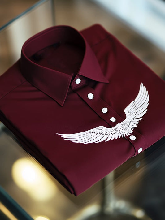 Men's Business Casual Wing Lapel Short Sleeve Shirt