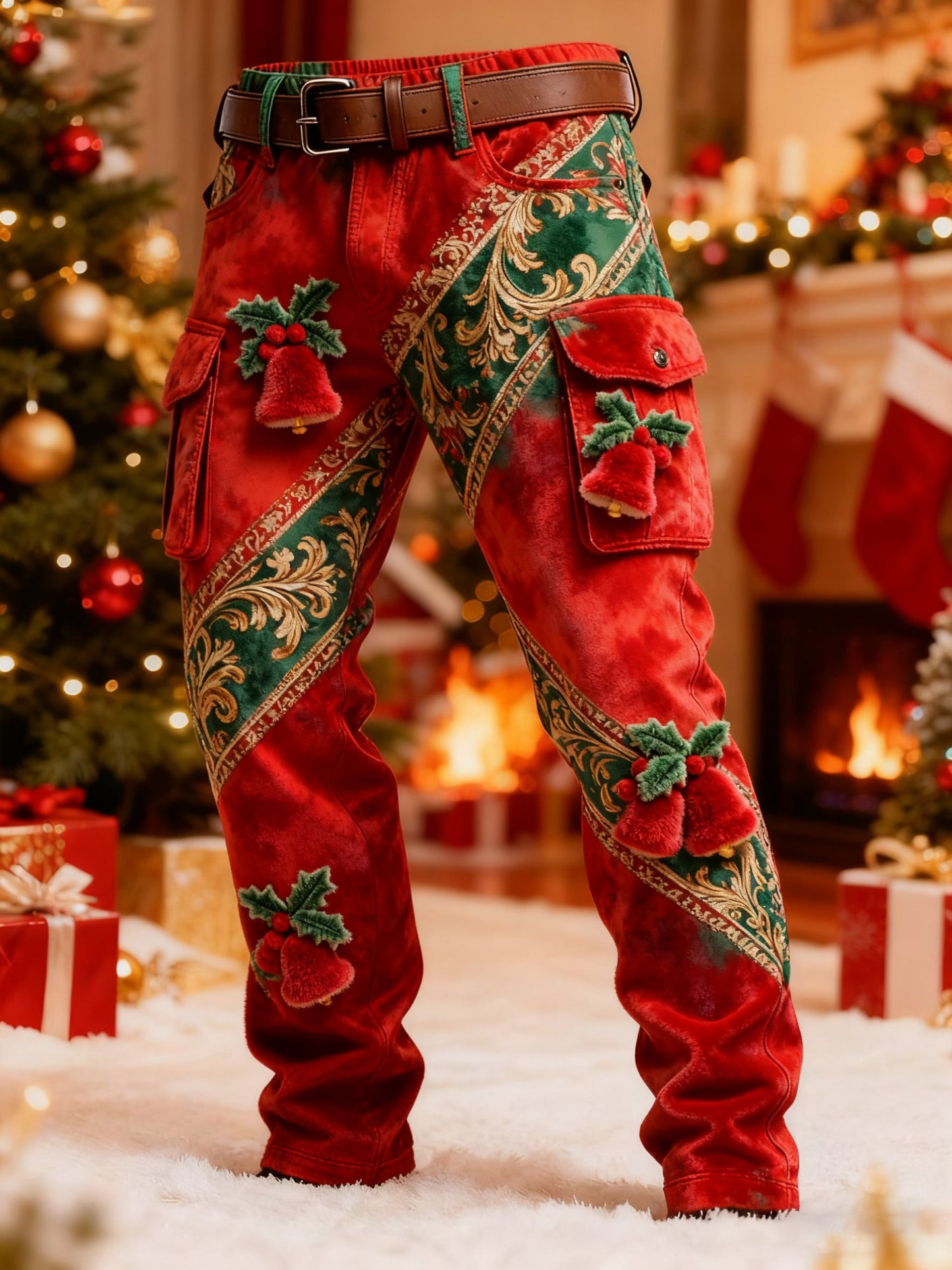 Men's Christmas Printed Cargo Pants