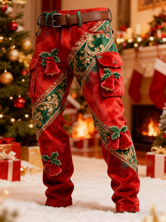 Men's Christmas Printed Cargo Pants