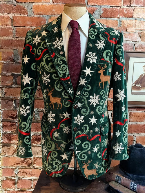 Men's Vintage Casual Christmas Party Corduroy Blazer