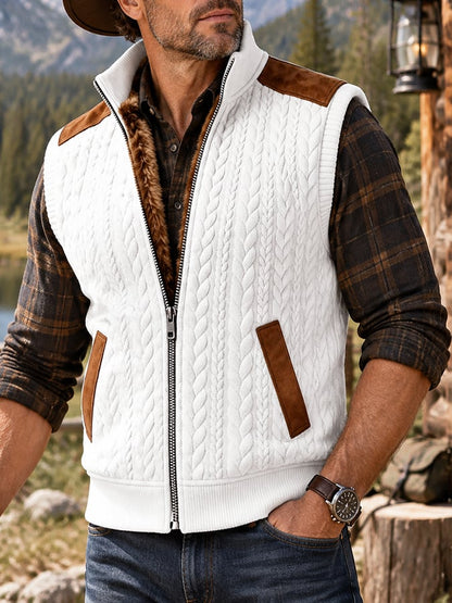Men's Vintage-Style Faux Suede Outdoor Warm Vest
