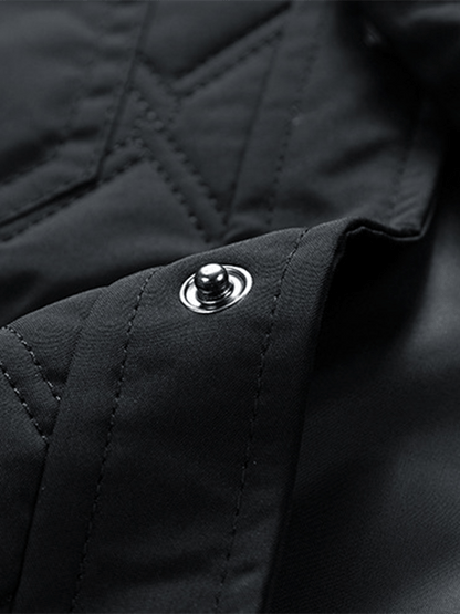 Men's Retro Diamond Pleated Cotton Multi-Pocket Casual Cotton Jacket